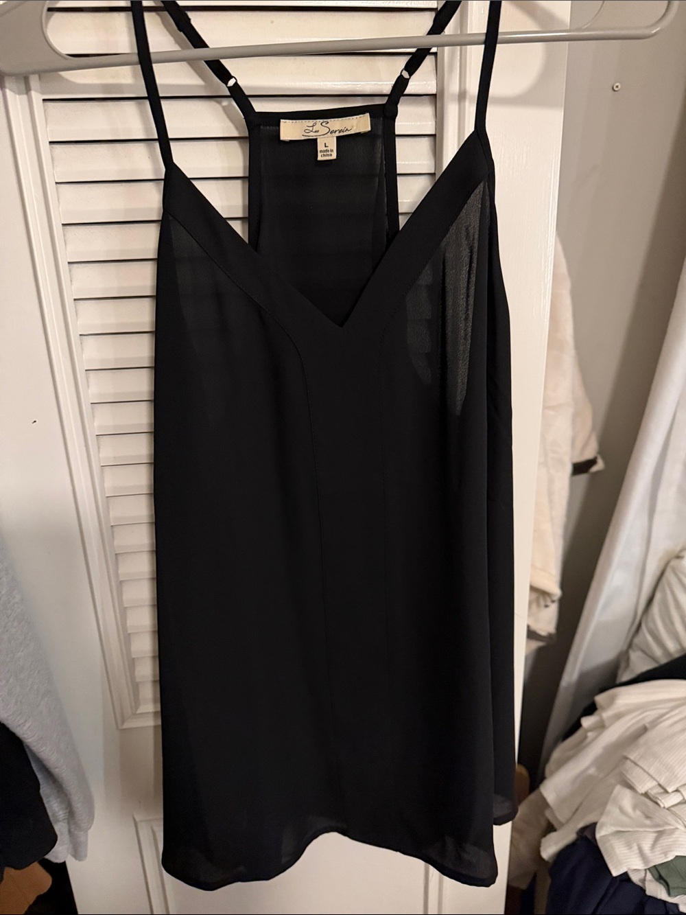 La Semaine Black Spaghetti-Strap Slip Top